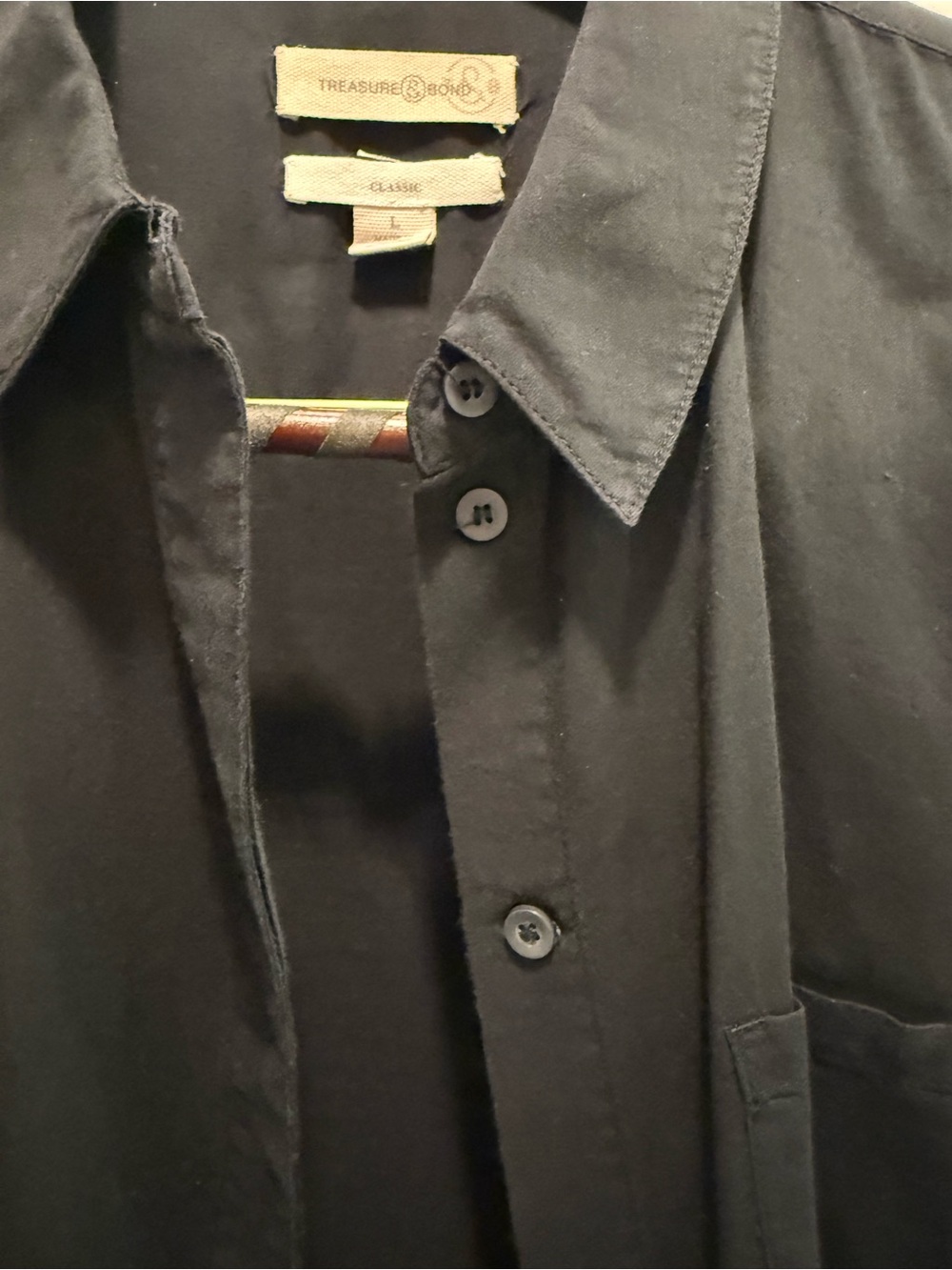 Black Womens Button-Up semi sheer Shirt by Treasure & Bond